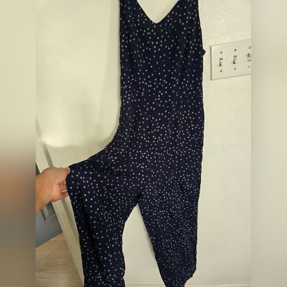 Rails Gabrielle Navy Speckeled Dots Jumpsuit Wide Legs Size M - Picture 13 of 14